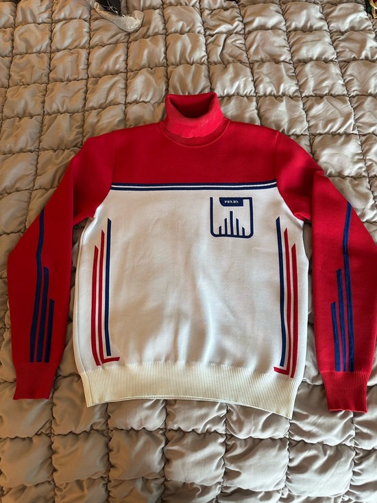 Prada Other - Prada Red, White & Blue Turtleneck Sweater